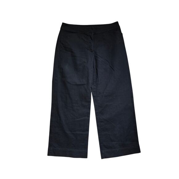 Eileen Fisher Navy Blue Organic Cotton Blend Woven Wide Leg Ankle Pants, Size XS - Picture 1 of 9